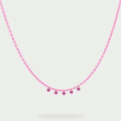 RUE DES MILLE - GipsyChic - Girocollo catena verniciata e 5 zirconi Rosa