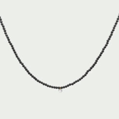 RUE DES MILLE - GipsyChic - Collana Girocollo Filo di Pepite Nere con Zirconi Milky