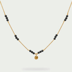 RUE DES MILLE - GipsyChic - Girocollo catena con pepite Milky e Medaglia Nero