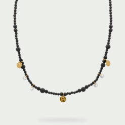 RUE DES MILLE - GipsyChic - Girocollo Zirconi Milky e medaglie pendenti Nero