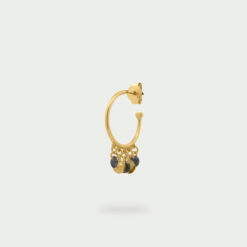 RUE DES MILLE - Gipsy Chic - Mono-orecchino hoop zirconi e medaglie pendenti Neri