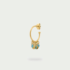 RUE DES MILLE - Gipsy Chic - Mono-orecchino hoop zirconi e medaglie pendenti Turchese