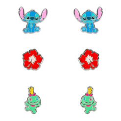 DISNEY - Set Orecchini in Ottone Dorato Disney Stitch e Scrump