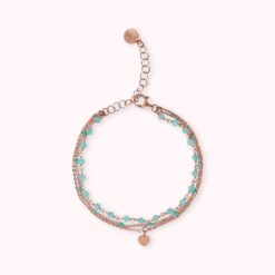 BRONZALLURE - Bronzallure - Bracciale Multifilo Catena Rosario con Smalto e Ciondolo Cuore