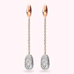 BRONZALLURE - Orecchini placcati oro Rosa 18 kt dal design ovale con pavé misto con zirconi