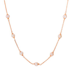 BRONZALLURE - Collana Maxima a Catena Rose Gold con Perle Rosa