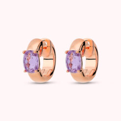 BRONZALLURE - Orecchini a Cerchio con Prisma Gem Taglio Mosaico Rosa