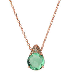 BRONZALLURE - Collana con Ciondolo in Pavé Misto e Prisma Gem Verde