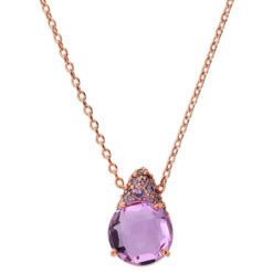 BRONZALLURE - Collana con Ciondolo in Pavé Misto e Prisma Gem Viola