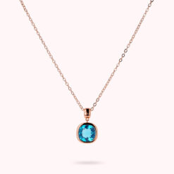 BRONZALLURE - Collana con Punto Luce in Prisma Gem Taglio Cushion Blu